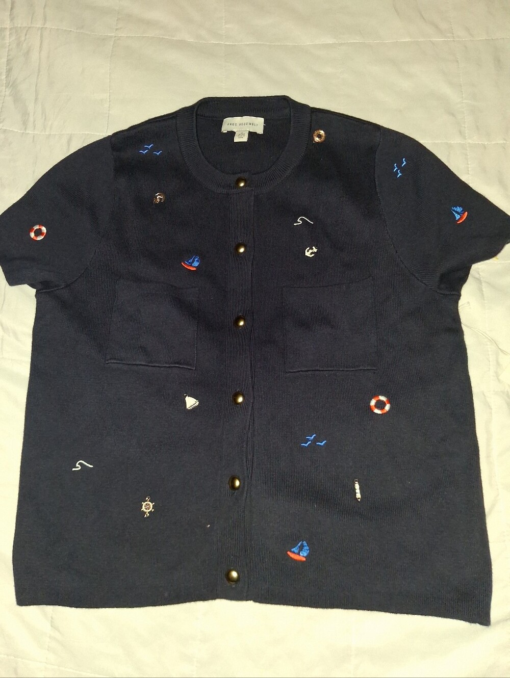 Free Assembly Women's Nautical Patch Cardigan - Darkest Navy - Medium 8/10